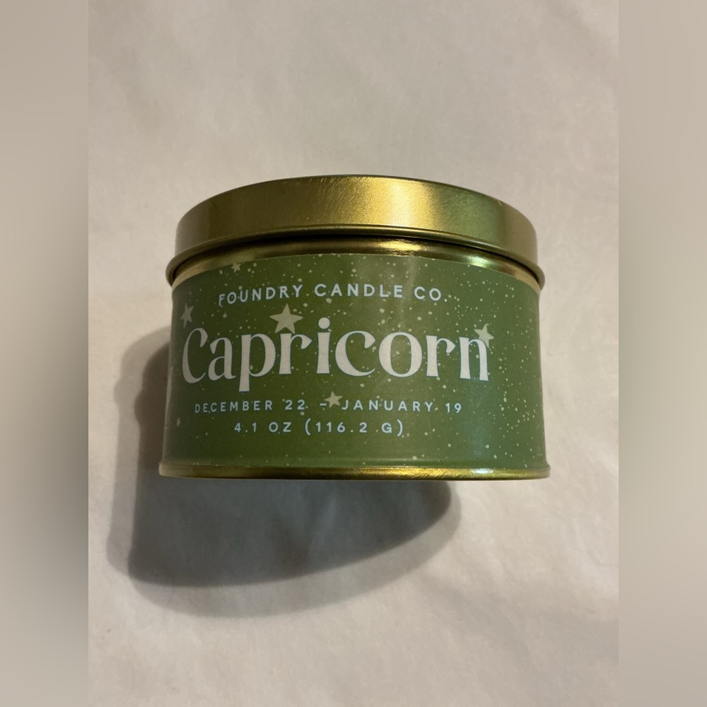 NEW Foundry Candle Co. Capricorn Tin Candle - Green & Gold